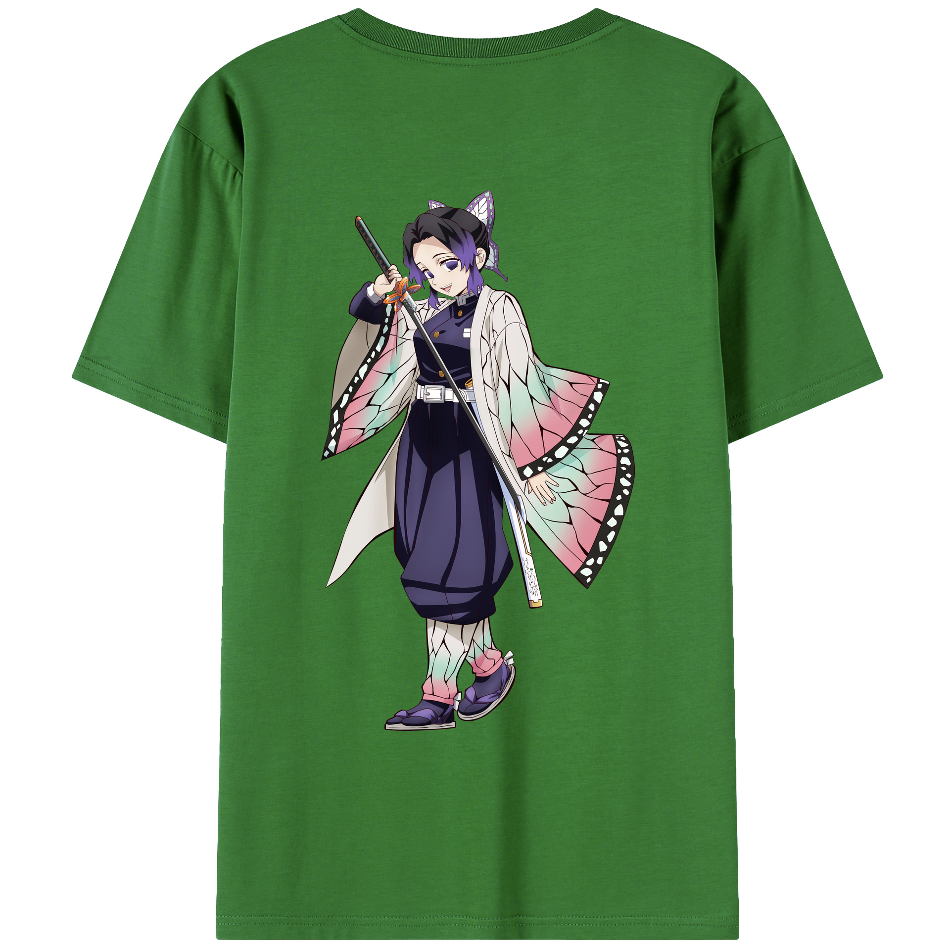 （画像用） 鬼滅の刃（きめつのやいば）蟲柱-胡蝶 しのぶ／こちょう しのぶ Kochou Shinobu レディース半袖Tシャツ(バックプリント)